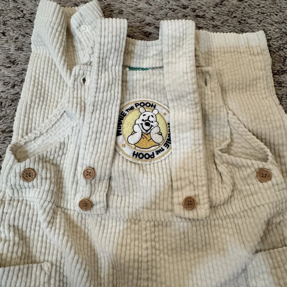 Disney Baby Winnie the Pooh Corduroy Overalls Cream 24M Toddler Dungarees